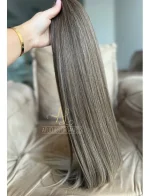 Aplique Rabo de Cavalo Loiro escuro + pontas claras Liso Fibra Russa - Imagem 3