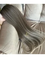 Aplique Rabo de Cavalo Loiro escuro + pontas claras Liso Fibra Russa - Imagem 5