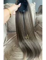 Aplique Rabo de Cavalo Loiro escuro + pontas claras Liso Fibra Russa - Imagem 6