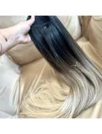 Aplique Rabo de Cavalo Ombre Hair Loiro Pérola Liso Fibra Russa. - Imagem 2