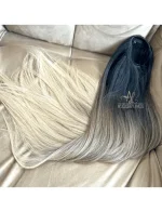 Aplique Rabo de Cavalo Ombre Hair Loiro Pérola Liso Fibra Russa. - Imagem 3