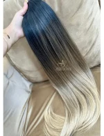 Aplique Rabo de Cavalo Ombre Hair Loiro Pérola Liso Fibra Russa. - Imagem 5