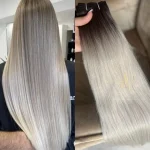 Cabelo Telado/Tecido Loiro Platinado Esfumado Liso Fibra Russa Ultra Realista. 70cm 150g