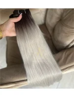 Cabelo Telado/Tecido Loiro Platinado Esfumado Liso Fibra Russa Ultra Realista. 70cm 150g - Imagem 2