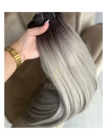 Cabelo Telado/Tecido Loiro Platinado Esfumado Liso Fibra Russa Ultra Realista. 70cm 150g - Imagem 4