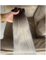 Cabelo Telado/Tecido Loiro Platinado Esfumado Liso Fibra Russa Ultra Realista. 70cm 150g - Imagem 5