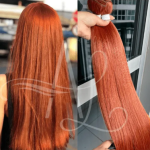 Cabelo Telado/Tecido Ruivo Laranjinha #1 Liso Fibra Russa Ultra Realista 70cm 150g