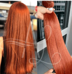 Cabelo Telado/Tecido Ruivo Laranjinha #1 Liso Fibra Russa Ultra Realista 70cm 150g