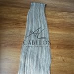 Cabelo Telado/Tecido Mesclado Acizentado T18-56C Liso Fibra Russa 70cm 150g - Imagem 2