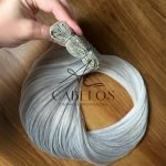 Cabelo Telado/Tecido Mesclado Acizentado T18-56C Liso Fibra Russa 70cm 150g - Imagem 5