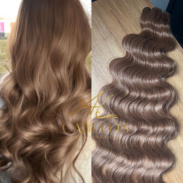 15379424680-18dd4473-0bad-4a91-b6f9-8671263b40c4-600x600-1.jpg Cabelo Telado/Tecido Loiro Escuro-12# Ondulado Fibra Russa 60cm 200g - Imagem 1