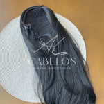Aplique Rabo de Cavalo Ary Preto 60cm 140g Fibra Europeia. - Imagem 2