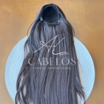 Aplique Rabo de Cavalo Ary Castanho Claro 60cm 140g Fibra Europeia. - Imagem 6