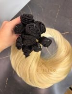 Cabelo Telado/Tecido Fibra Europeia Liso 75cm Loiro Pérola 27/613 - Imagem 4