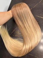 Cabelo Telado/Tecido Fibra Europeia Liso 75cm Loiro Perola Esfumado 613/613 - Imagem 6