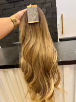 Aplique Rabo de Cavalo Ary Ondulado Loiro mesclado esfumado 55cm 155g - Imagem 4
