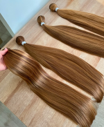 Cabelo Telado/Tecido Loiro Escuro Mel Dourado PBL(16) Liso Fibra Russa 70cm 150g - Imagem 2